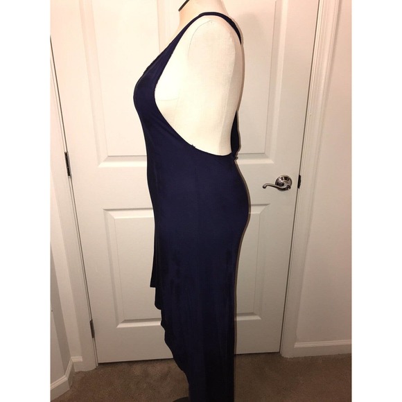 FREE PEOPLE Jersey Dress, Medium, High Low Halter Back Blue summer dress - Picture 2 of 15